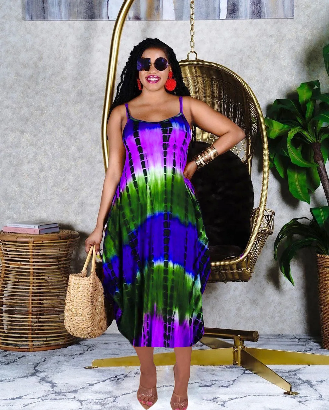 

Euramerican Fashion Hot Sale Lady Dress Sleeveless Irregularity Condole Belt Print Casual Loose Dresses Women Summer