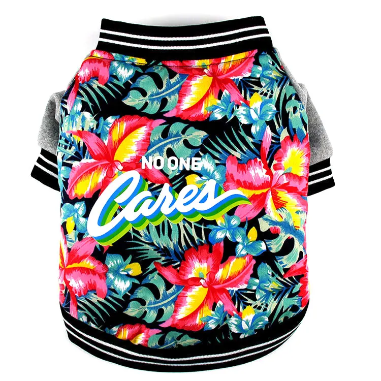 

Fashion Dog Coat with Plush Warm Flowers Printed Cat Dog Clothes Winter Warm Pet Sport Suit Jacket Outwear, As picture