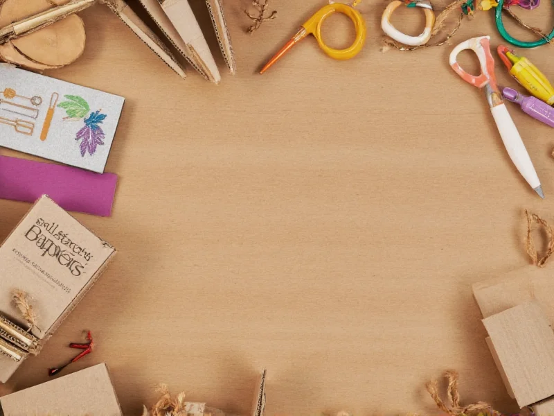 Cardboard crafting tools on wooden table