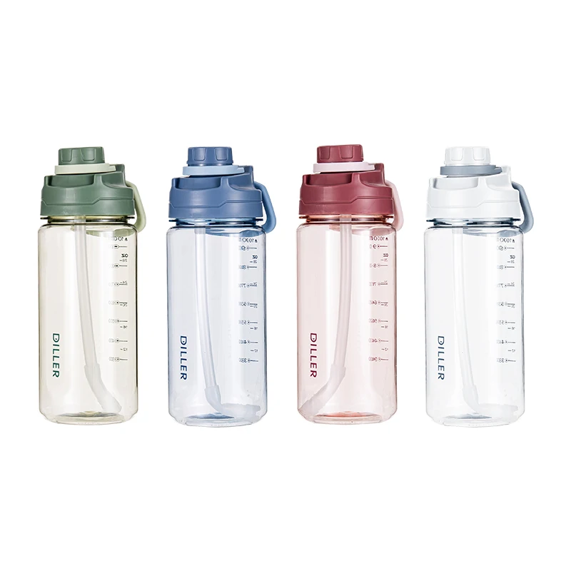 

Wholesale Portable Outdoor 1L 2L Water Bottle With Straw Plastic Water Bottle Sports Drinking Plastic Water Bottle, Green/blue/red/white