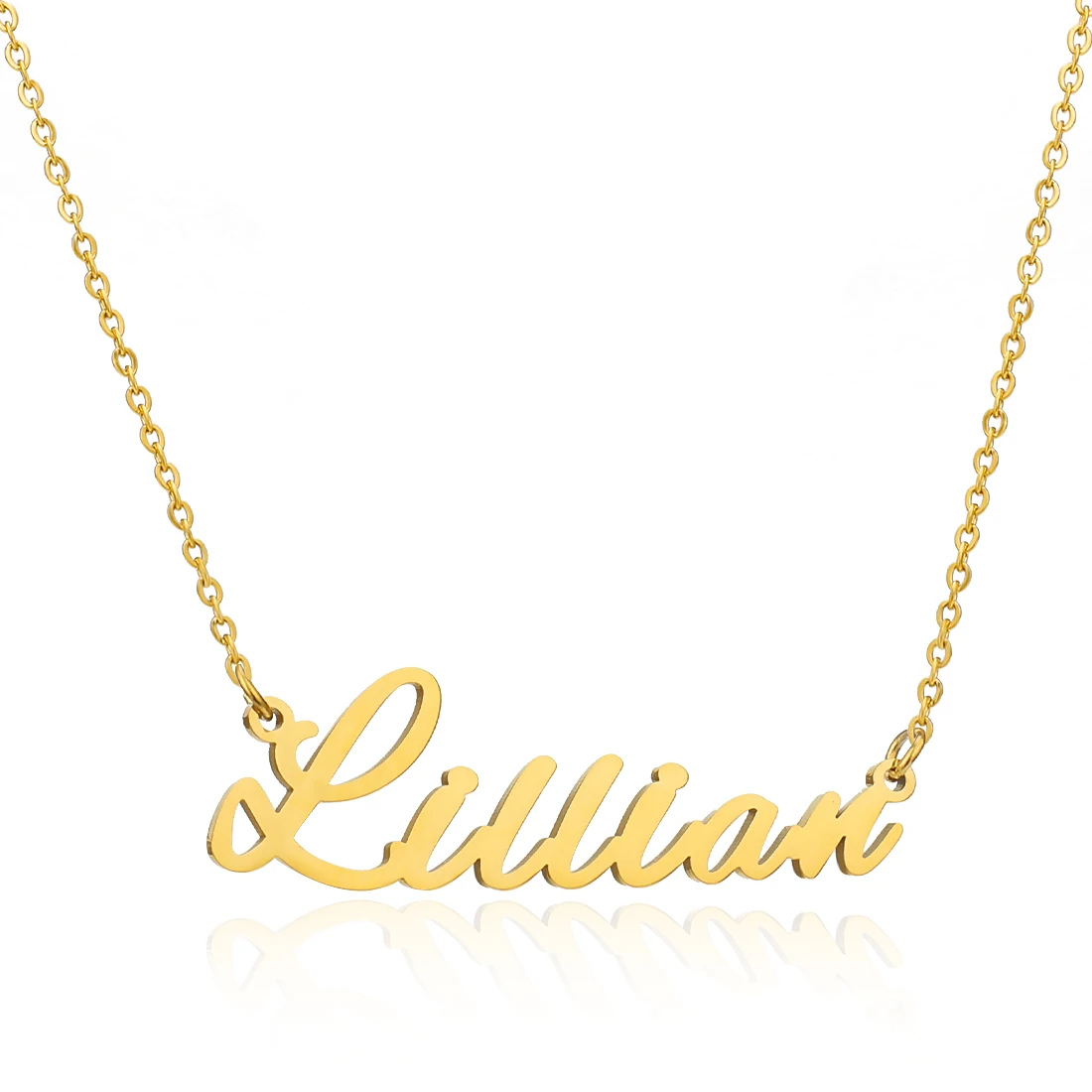 Custom Name Pendant Necklace Women Men Stainless Steel Nameplate Link Chain Gold Plating Featuring Pearl Jewelry Accessories