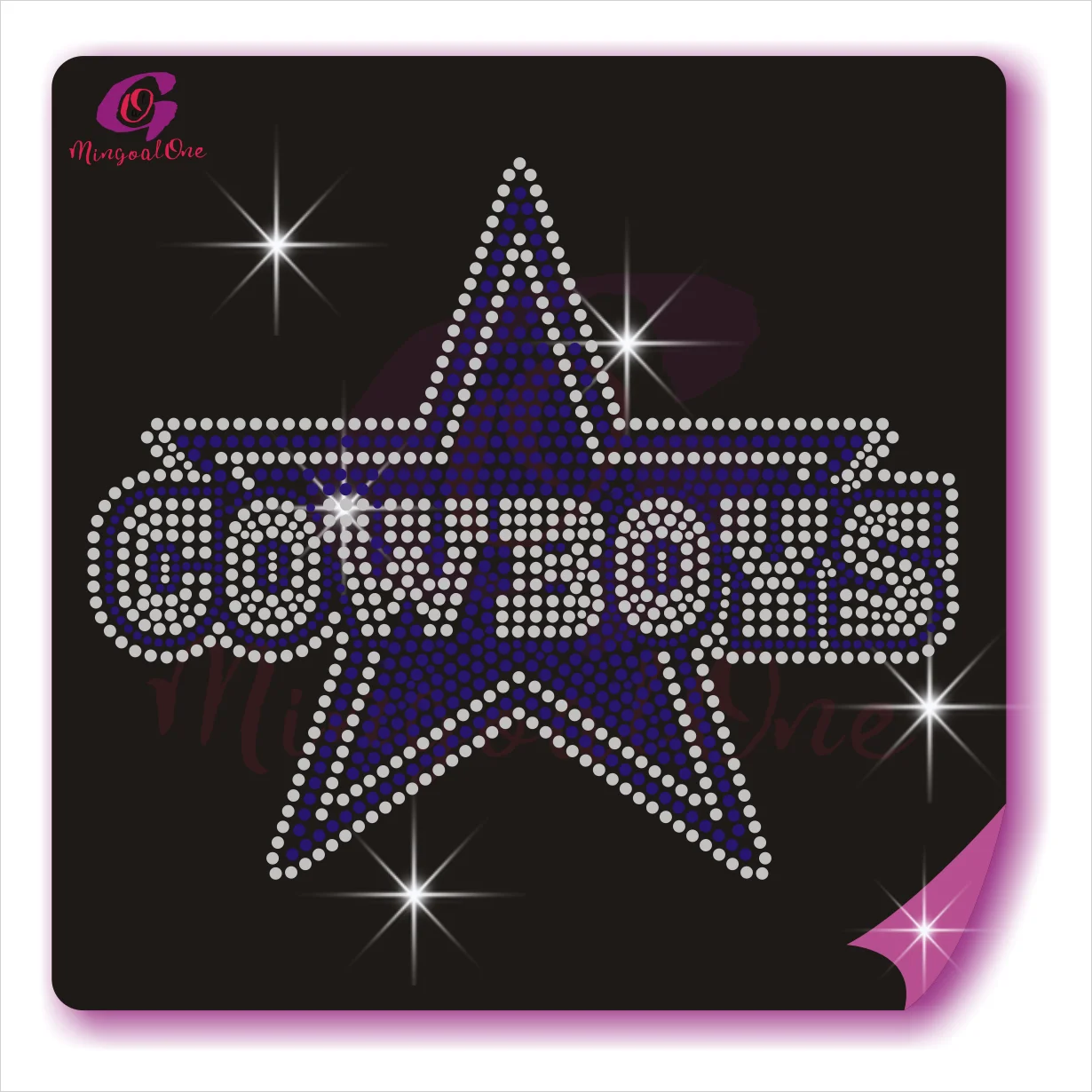

Bling Sport Team Logo COWBOYS Star Rhinestone Iron On Motif Popular Custom Rhinestone Heat Transfer, Select from color chart