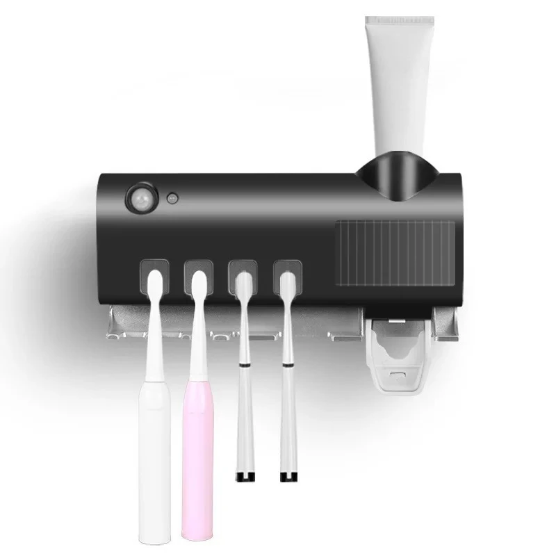 

Solar Energy UV Sterilizing Toothbrush Holder Wall Mounted Bathroom Sets Automatic Toothpaste Dispenser