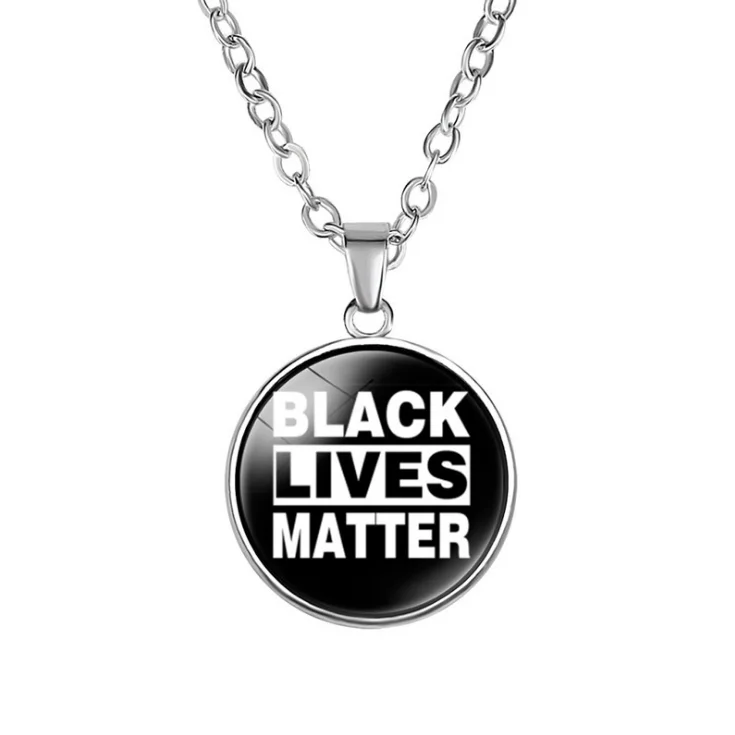 

Cheap 9 Models Black Lives Matter Necklace Antiracism Souvenir Silver I Cant Breathe Necklace Custom Logo Glass Necklace, Black color