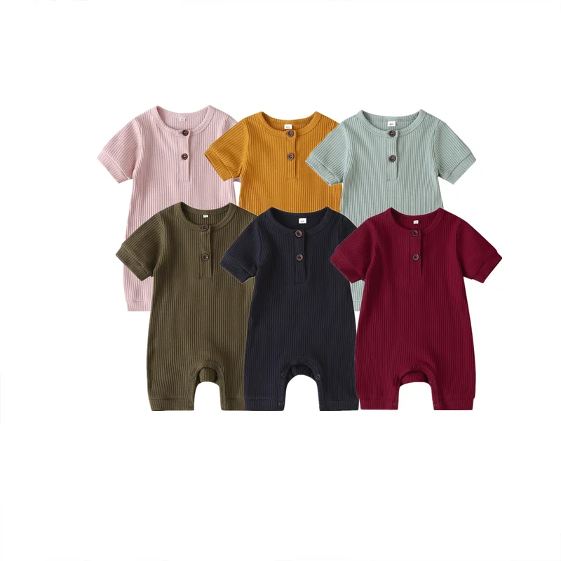 

Baby Bodysuit Baby Boys Girls Shorty Romper Kids Summer Ribbed Jumpsuit Toddler Newborn Short Romper Baby Clothing 2021 New