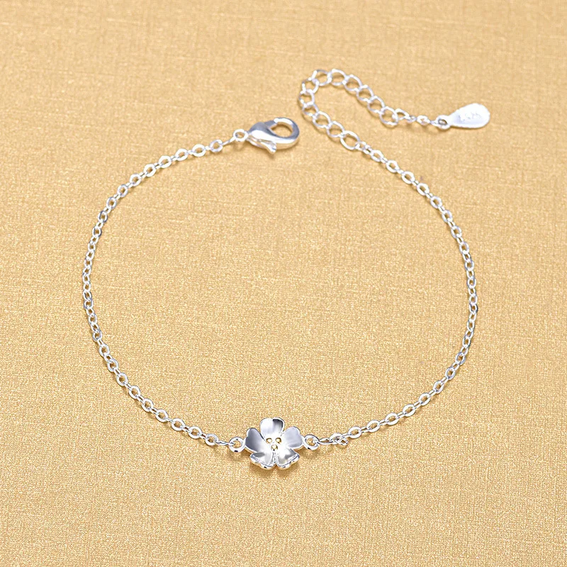 Silver Plated Cherry Blossoms Women Flower Bracelet Wholesales