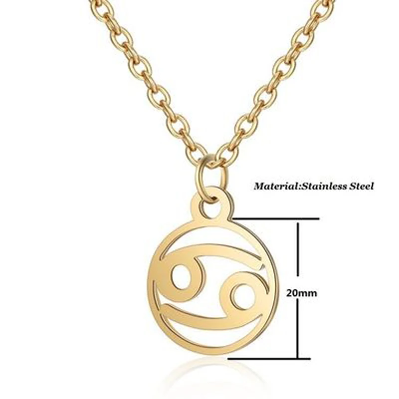 

Disc Minimalist Simple coin constel Stainless Steel Ins 12 zodiac Astrology Necklaces Horoscope Necklace for Women