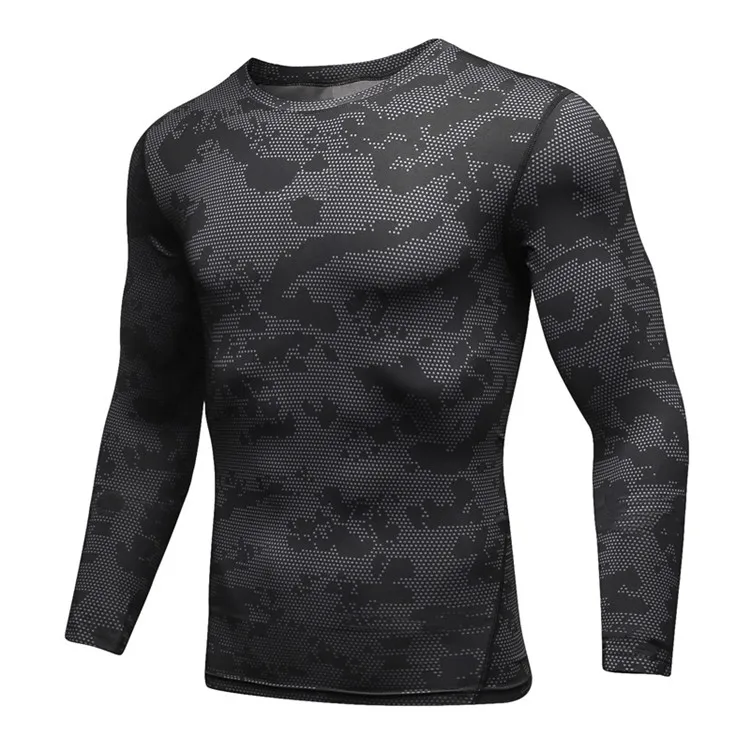 

Pixel Camouflage Disruptive Pattern Black Blue Men T Shirt Top Long Sleeve Keep Warm Spring Autumn Breathable Quick Dry Fashion