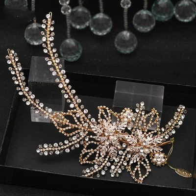 

GENYA wholesale handmade crystal hair combs diamond and pearl style bridal accessories flower shape crystal hair combs, Picture