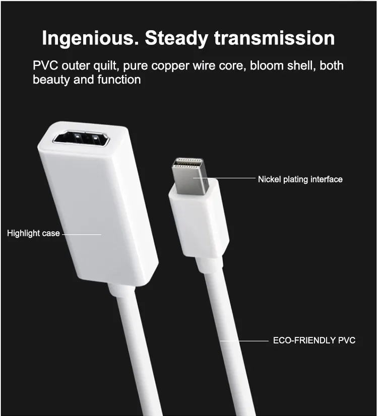 SIPU Mini DP to HD-MI Cable Gold Plated Mini Display Port to HDTV Cable - ANKUX.COM