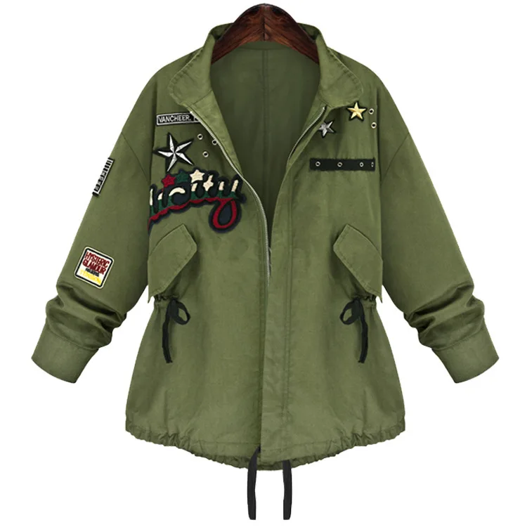 

Large size windbreaker jacket all-match loose patch cardigan jacket