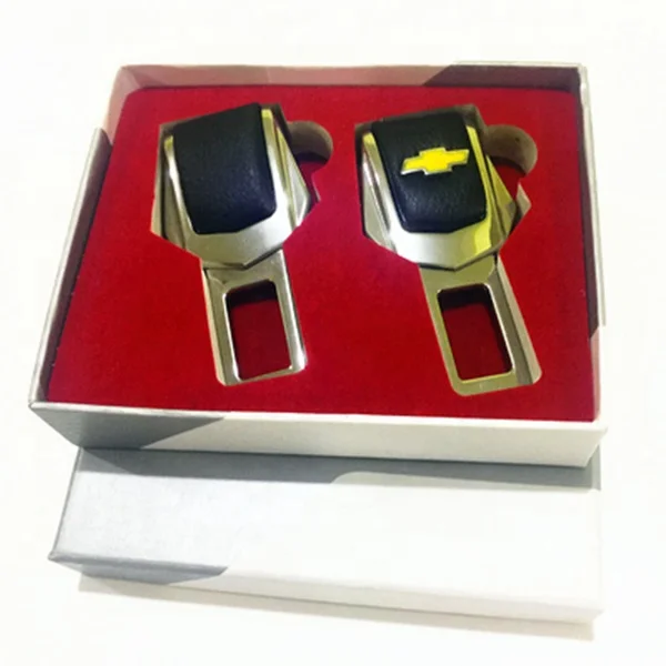 
High Quality Metal Car Seat Safety Belt Buckle with Emboss Car logo and leather 