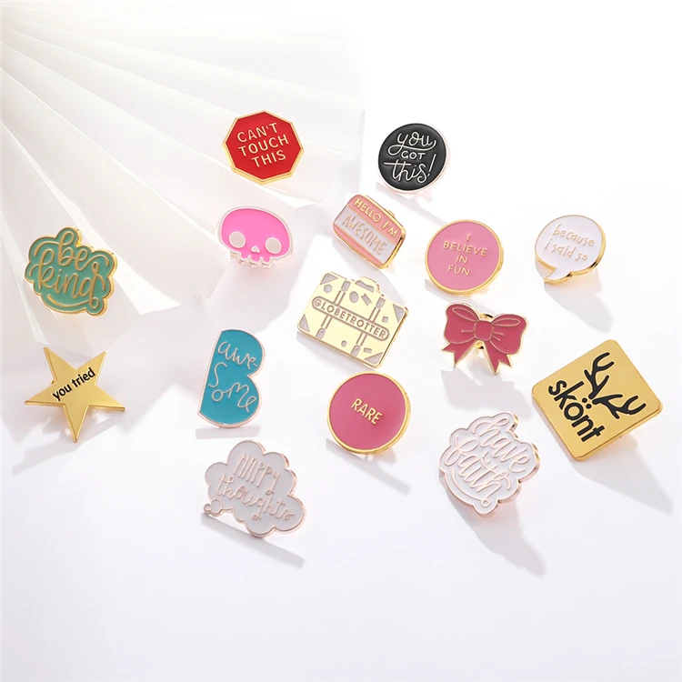 

Fashionable Lovely Letter Shape Brooch Pink Bow Skull Five-Pointed Star Round Brooch Simple Dress Backpack Decoration