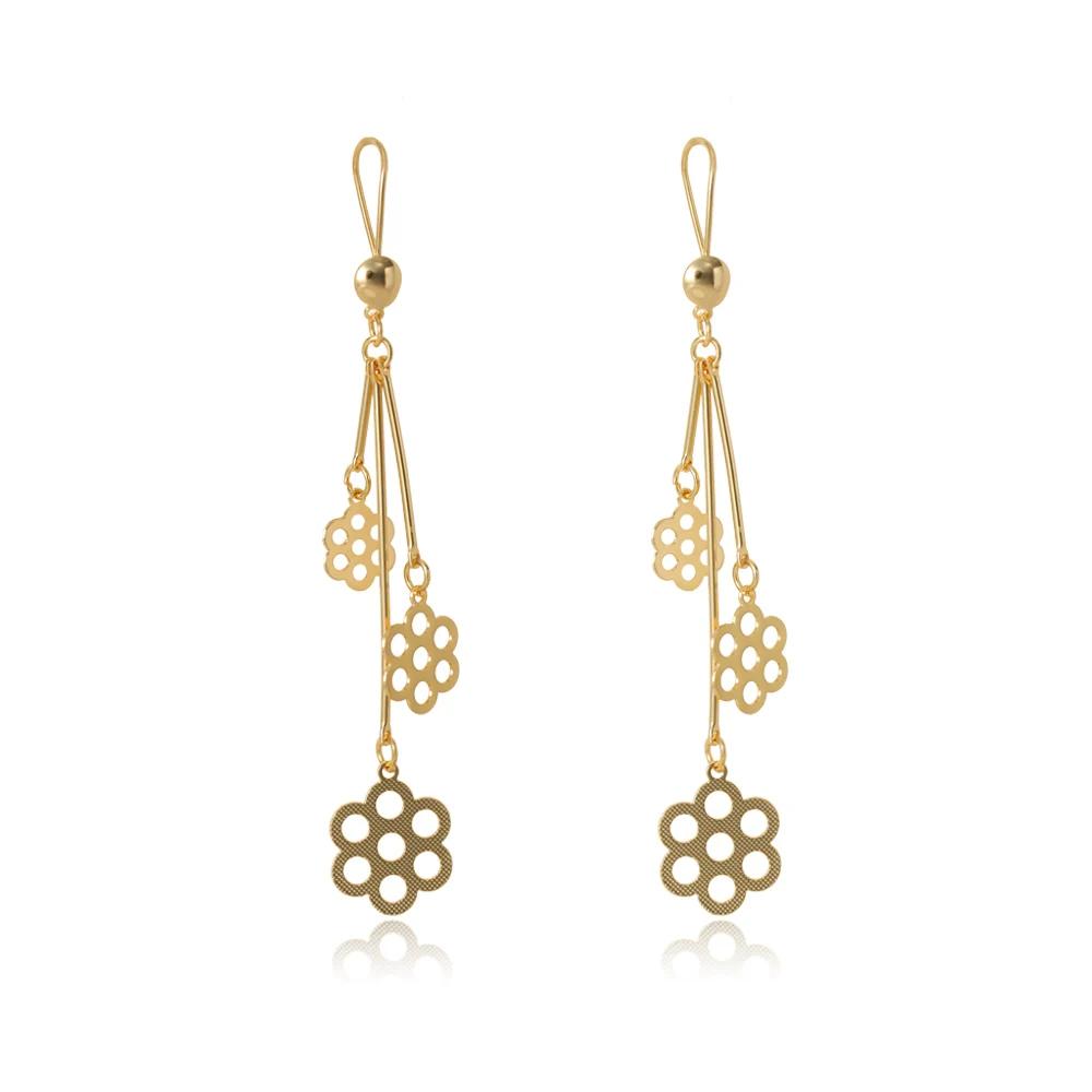 

Women fashion jewellery new earring designs gold earring long tassel flower drop earring