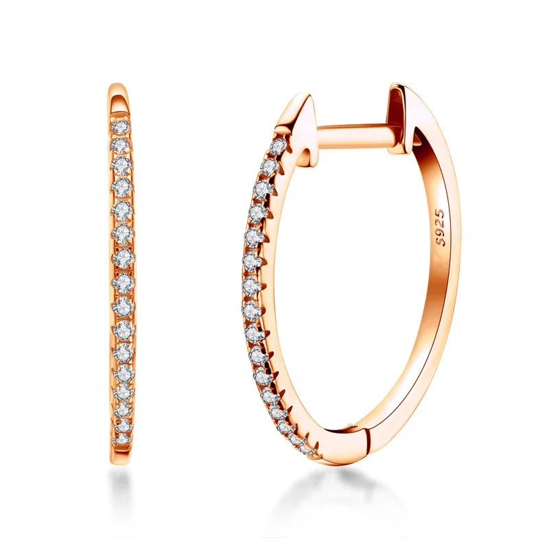 

Minimalist Fashion 925 Silver Women Jewellery Rose Gold Circle Hoop Earrings