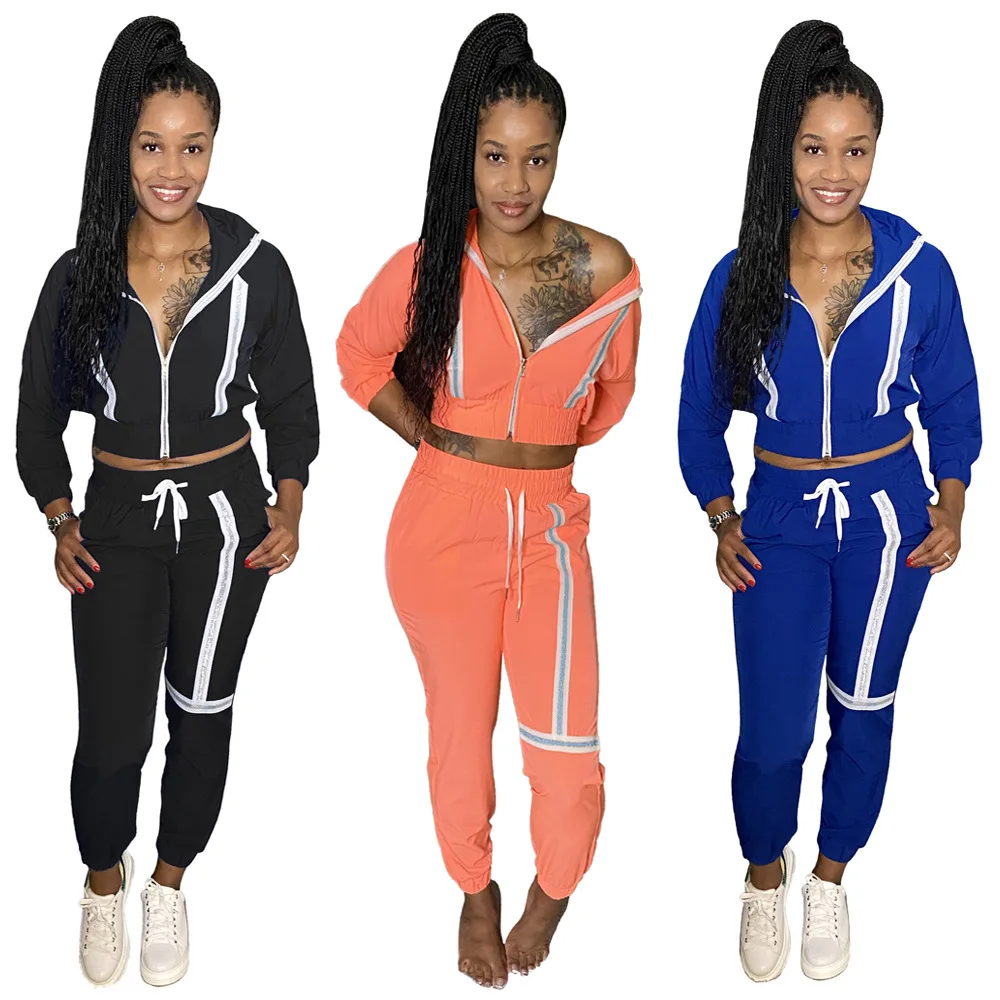 

EB-20221502 2021 Wholesale Women Bodycon 2 Piece Pants Set Joggers Fall Clothes Joggers Pants Two Piece Pants Set