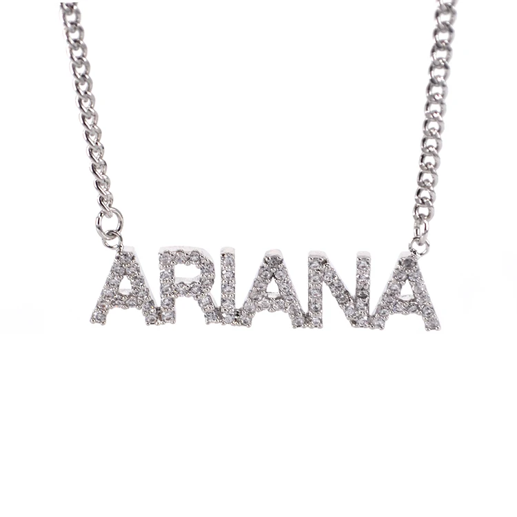 White Gold Plated Custom Personalised Iced Out Zircon Name Necklace Buy Plate Custom Gold