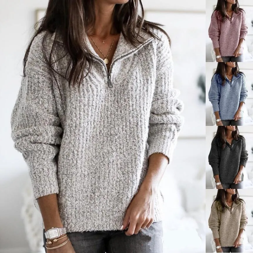 

Women Sweater Winter Plus Size Knitted Cashmere Jumper Warm Black Korean Pullover Fluffy Casual Zipper Fashion Sweater Famale