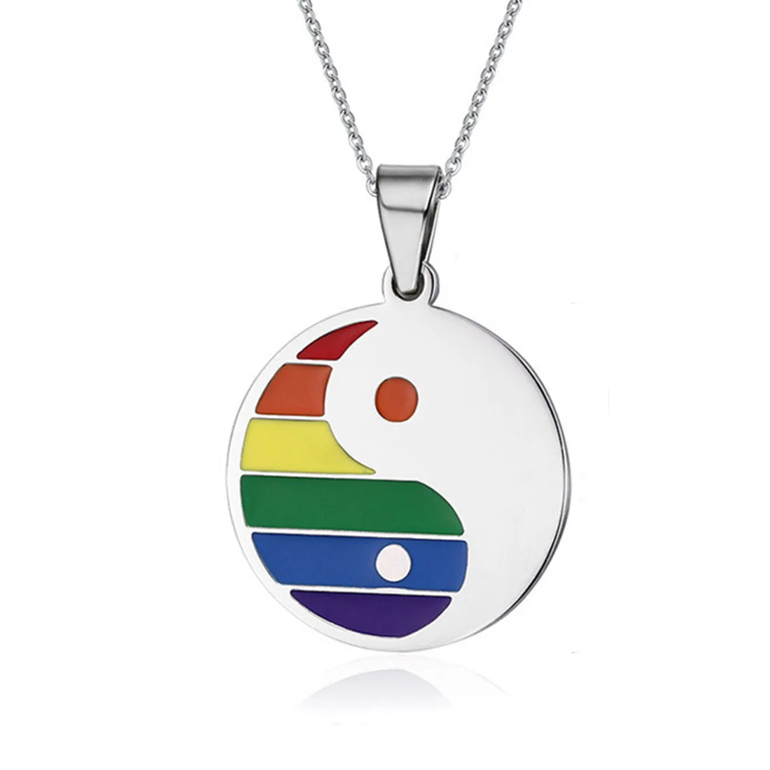 

NLJSF00043 Kpop LGBT Gay Pride Lesbian Bisexual Round Dog Tag Tai Chi Pendant Necklace