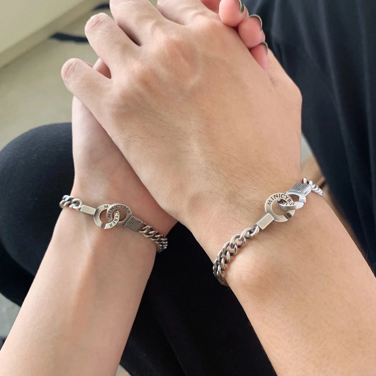

Korean Design Couple Lover Letter Statement Handcuff Bangle Arm Cuff Bracelets