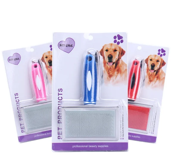 

Wholesale stock dog hair brush soft pet slicker brush red pet massage brush, Pink,blue