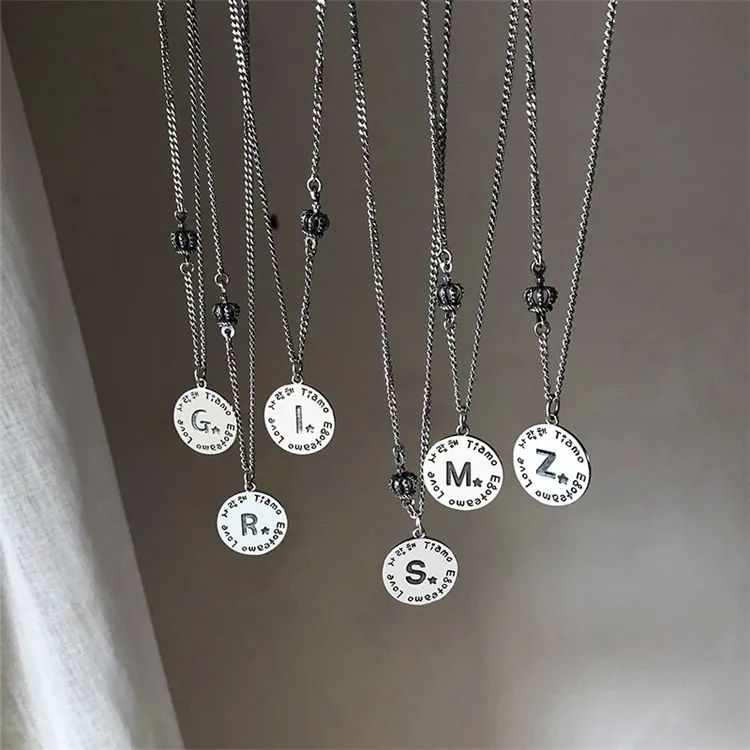 

Letter Women Fashion Vintage Simple Gold Chain 925 Sterling Silver Elegant Custom Necklace, Picture shows