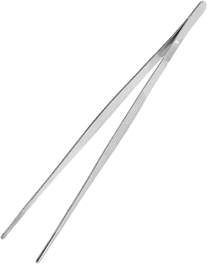 

12 Inch Stainless Steel Kitchen Tweezers Fine Tweezer Tongs Serrated Tips Food Tongs