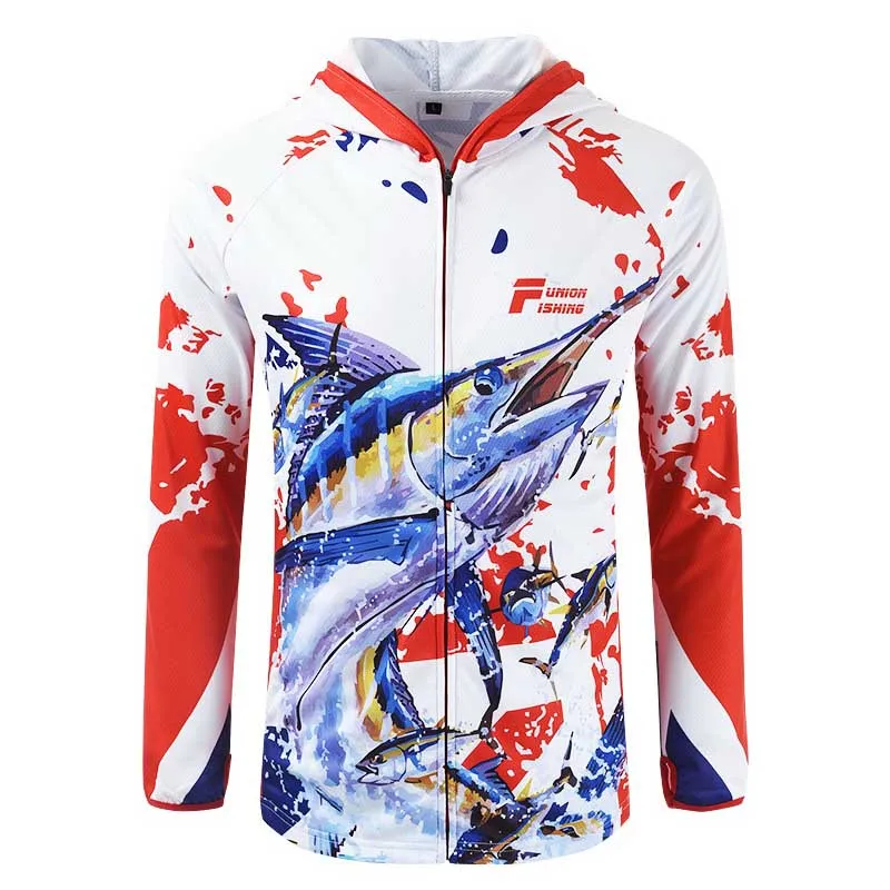 

New Fashion Fishing Jacket Hoodie Clothing Light Weight Quick Dry Sublimation Printing OEM DIY Fishing Sweater, Customized