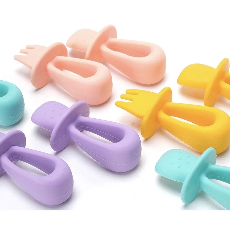 

High Quality LFGB Approved Kitchen Spoon Fork Set Custom Food Grade Silicone Baby Spoon, Customized color acceptable