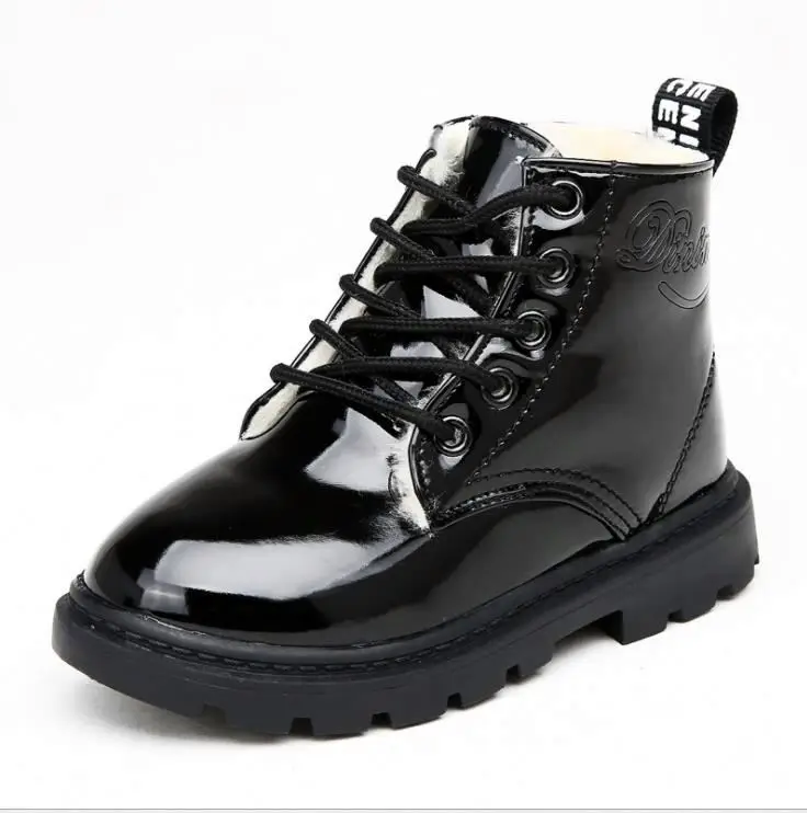 

2020 New Winter Children Shoes PU Leather Waterproof kids Boots Kids Snow Boots, Brown,grey,black,