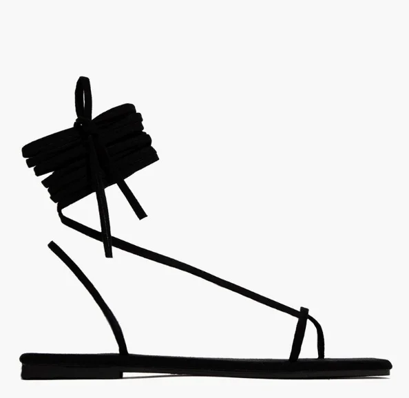 

2021 Summer New Fashion Flat Sandals Lace Up Square Toe Women's Sandals