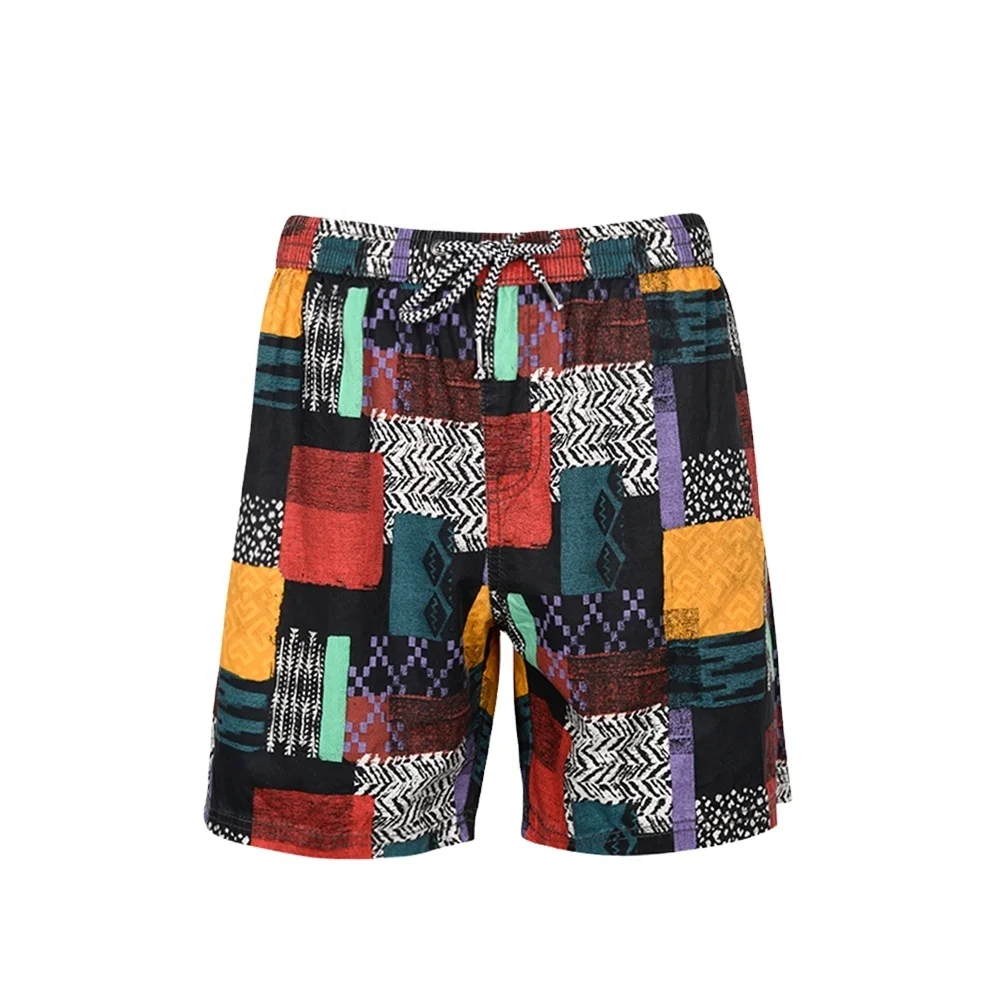 

Latest design eco friendly stylish hawaiian fashion print multi color beach shorts for man