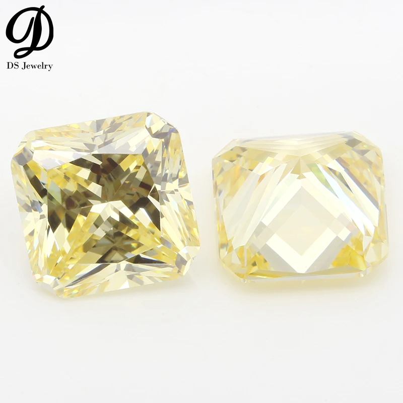 

All Sizes Top Grade Loose Synthetic Cz Gemstone Light Yellow Square Princess Cut Cubic Zirconia