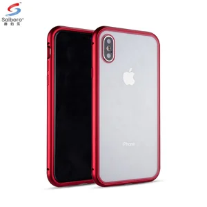 Saiboro glass magnetic adsorption metal back cover for iphone x 7 8 plus case, case for iphone 8 multi color