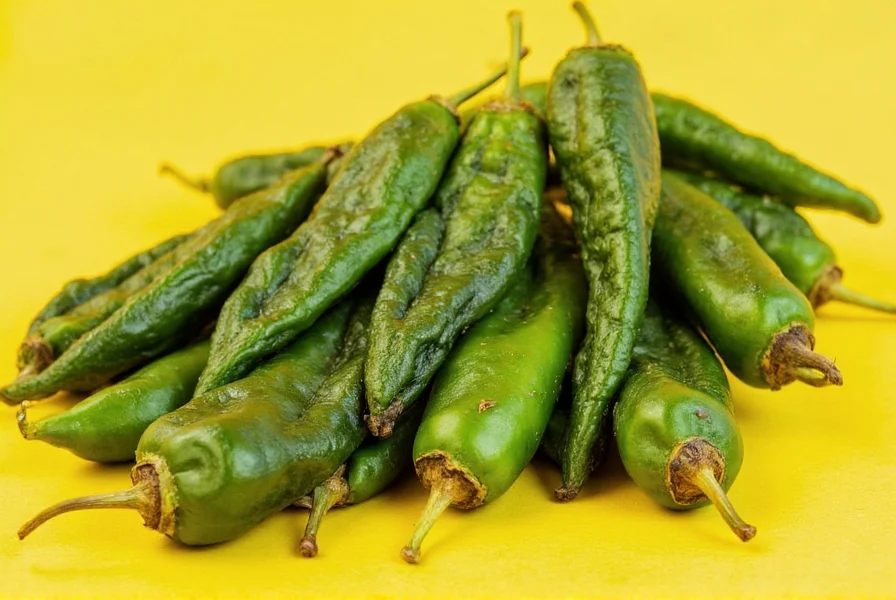 Packaged dried poblano peppers in a grocery store