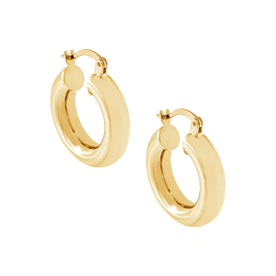 

Wholesale Fine Jewelry 925 Sterling Silver 14K Gold Plated Chunky Hollow Hoop Earring For Women