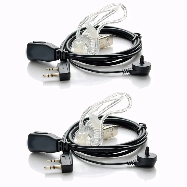 

2PCS Walkie Talkie Earphone Air Acoustic Tube Earpiece Baofeng Radio 2 Pin PTT Transparent Headset Microphone K Port UV-5R