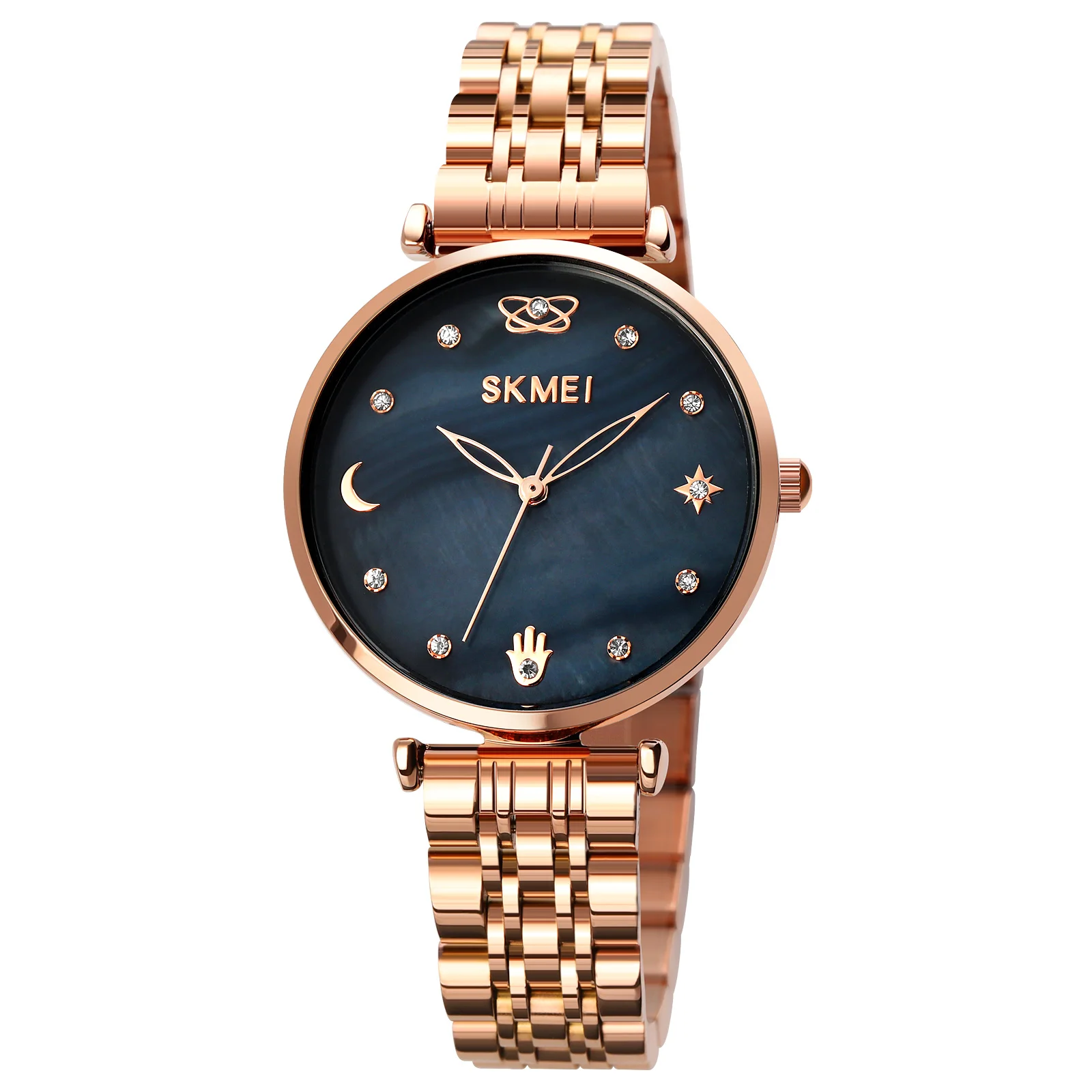 

oem supply private label watch skmei 1800 new design moon star hand on dial women luxury quartz wrist watches, Black, silver, rose gold, oem