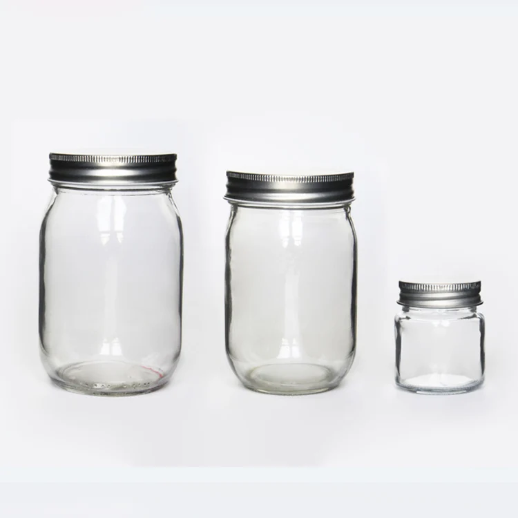 

4 oz 8oz 16 oz 32 oz glass mason jar with metal lid/ wide mouth mason jam jar, Clear