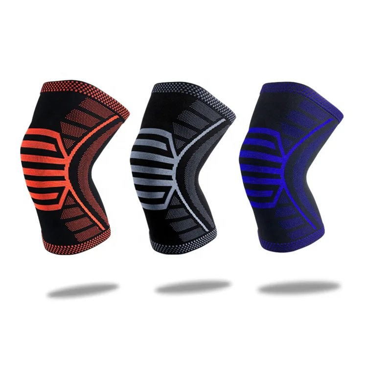 

2019 new sports fitness weight lifting knitting nylon silicon pressed knee set