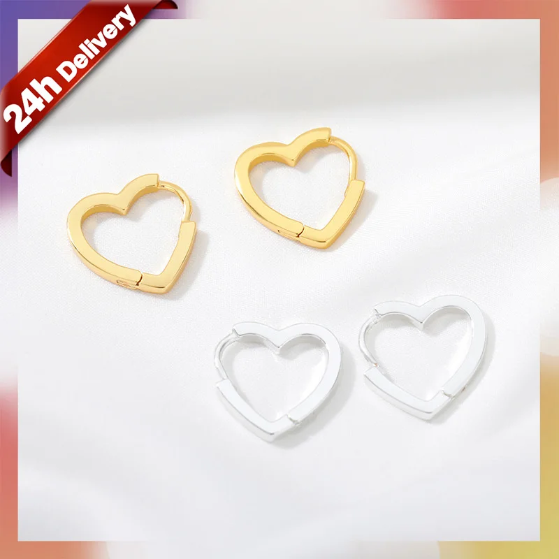 

Dylam Trendy Women Jewelry Titanium Steel Hollow Heart Stud Earrings Stainless Steel Gold Plated Hoop Heart Shaped Earring