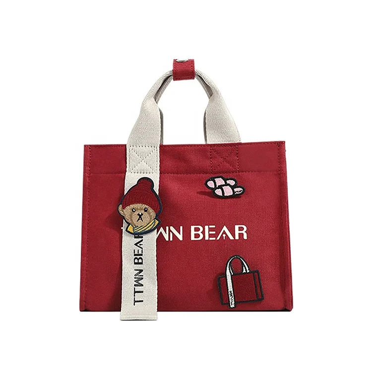 

TTWNBEAR Canvas bag red cute palm bear fashion fiber fashion bag handbags for young girl, Brown/red/white/black/green