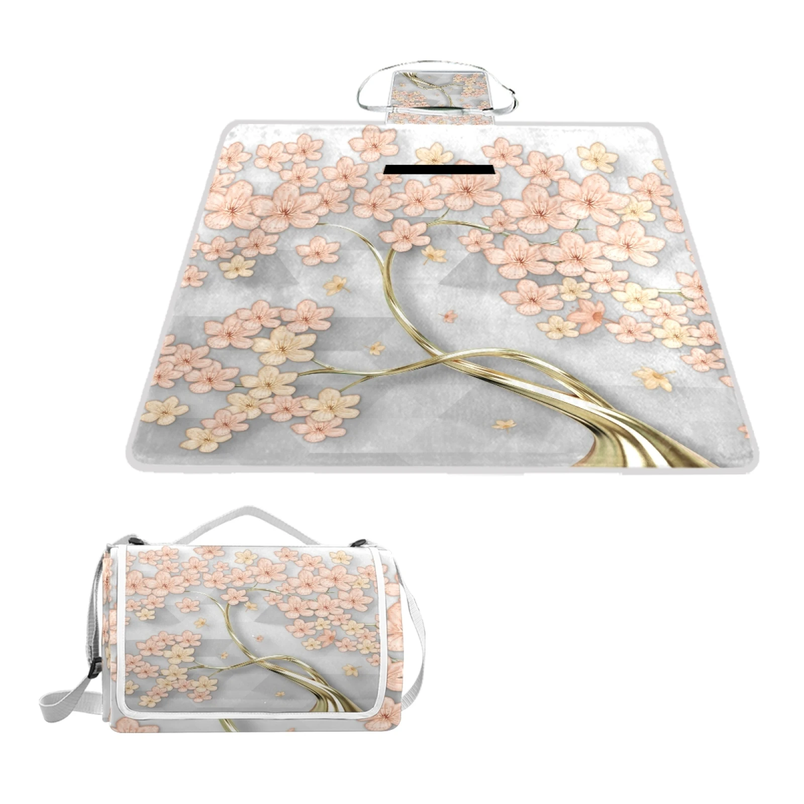 

Custom Printed Portable Portable Fold up Polyester Sandfree Camping beach mat Picnic Blanket