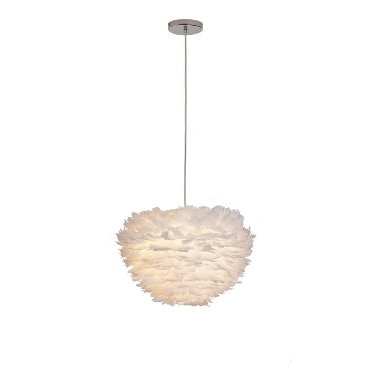 High quality yellow light creative living room feather modern chandelier pendant light