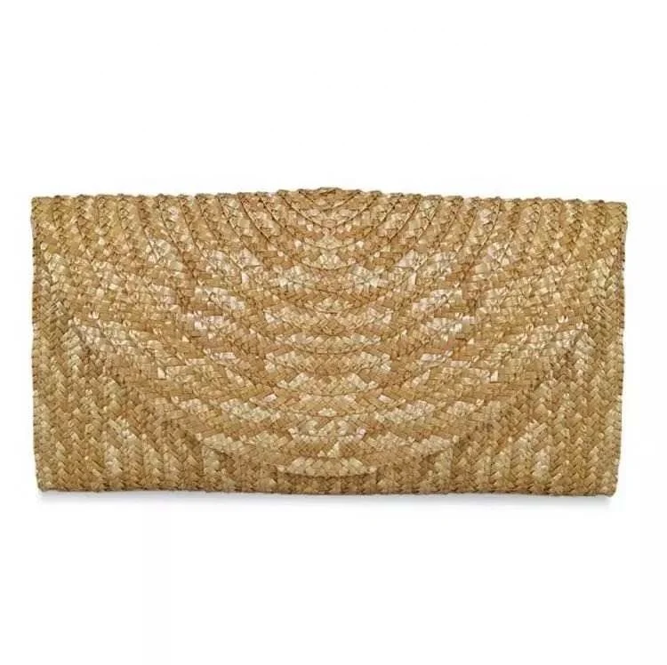 

2021 Hot selling trendy lady wheat straw eco friendly cosmetic bag fashion woman clutch bag, Natural