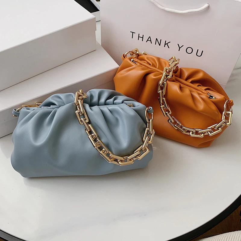 

Ladies Fashion Designer Soft PU Leather Chain Cloud Underarm Bag Dumpling Shoulder Crossbody Women Hand Bags Purses and Handbags, 7 colors