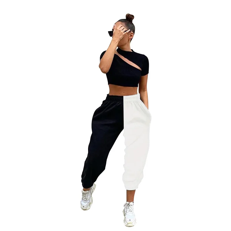 

2020 Wholesale Women High Waisted Patchwork Trousers for Ladies Girls