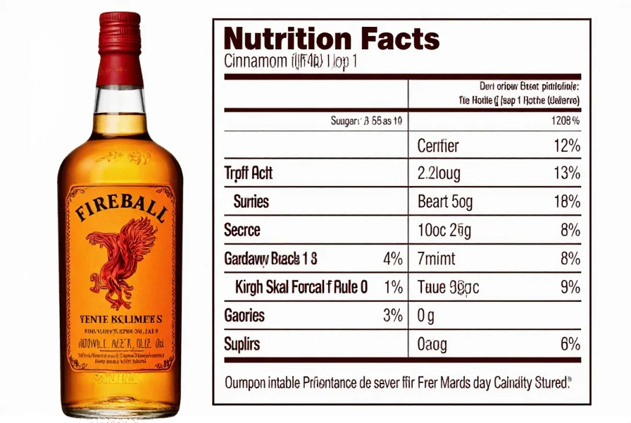 Fireball Cinnamon Whisky bottle with measuring shot glass showing standard 1.5 ounce serving size