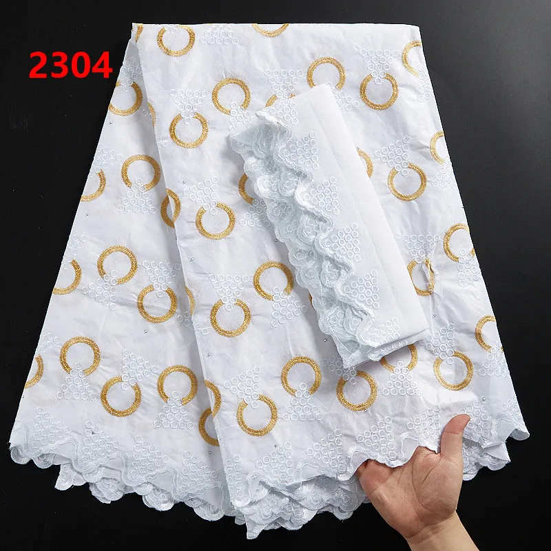 

1954 Gold And White Cotton Lace Fabric African Fabric Swiss Lace For African Women, Cupion