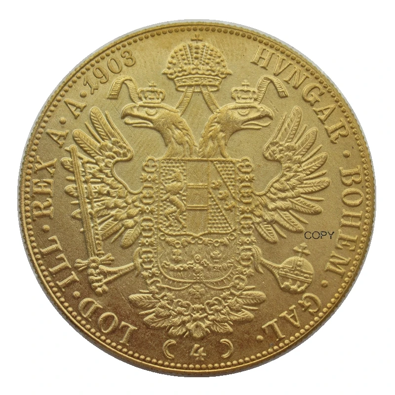 

Reproduction Austria - Habsburg 1903 4 Ducats - Franz Joseph I Gold Plated Custom Commemorative Coins